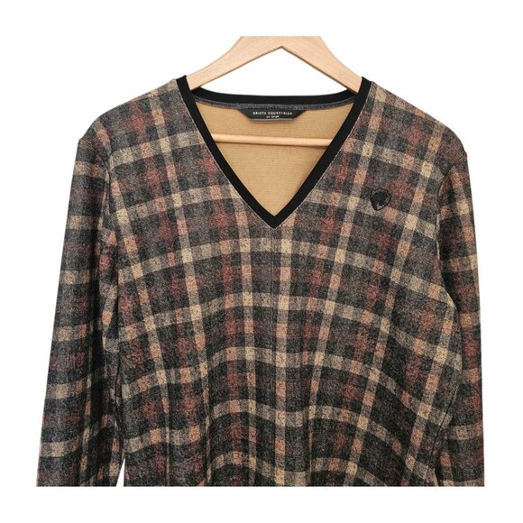 Women's - Arista Equestrian Rustica Sashay Plaid V-Neck Sweater, Size XX Large - Picture 3 of 8